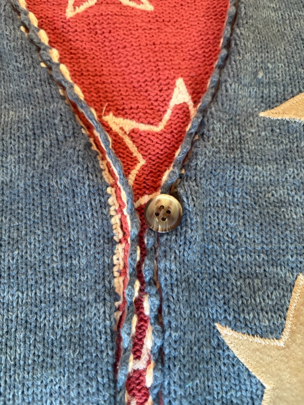 Cambridge Dry Goods Patriotic Star Knit Vest in Blue, Red, Cream, Tan - Picture 3 of 5